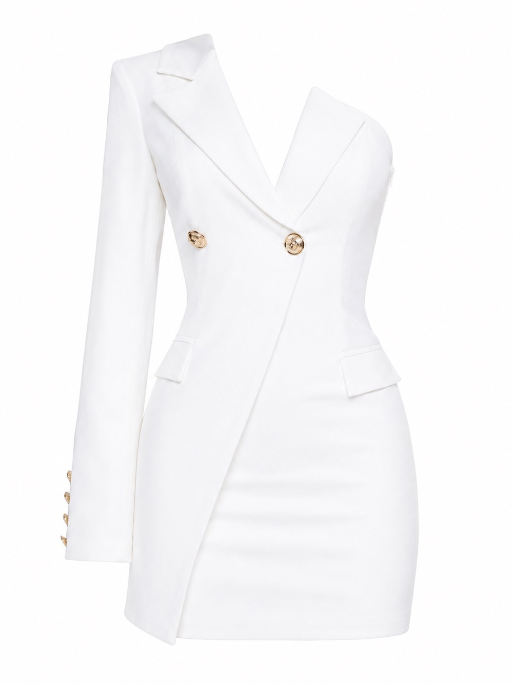 Fashion Nova White One-Shoulder Blazer Mini Dress